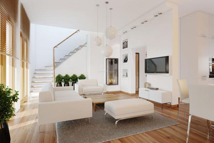 现代简约客厅白色家具装修样板房图片